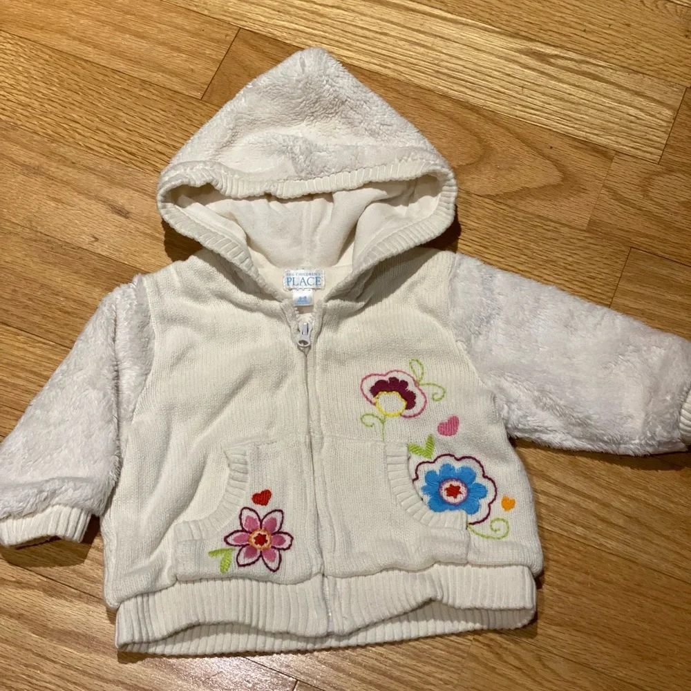 Childrens Place Faux Fur Sweater Hoodie Size 6-9 months